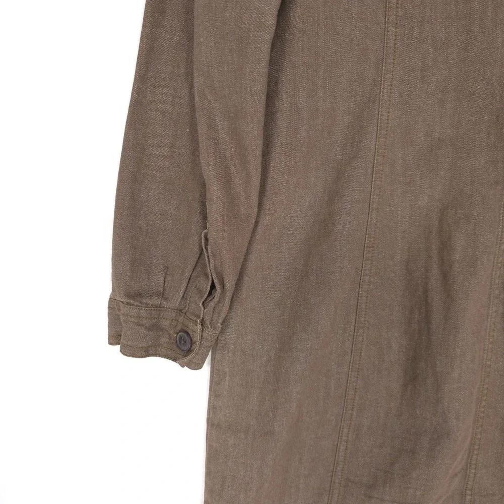 Boden Denim Mini Dress 8R Brown 100% Cotton Button Up Shift Tunic Natural WH443 - Picture 10 of 13